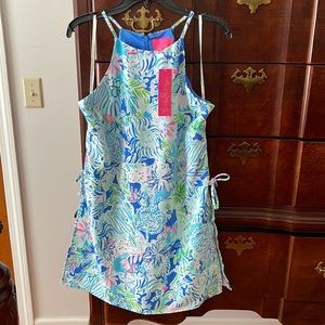 Lilly Pulitzer pearl romper coastal blue LION AROUND